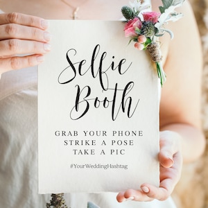 Wedding Selfie Booth Sign: Elegant Photo Station Decor (Digital Download)