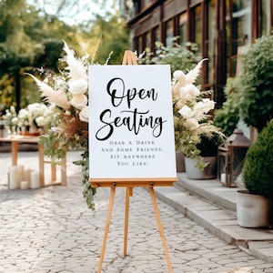 Open Seating Wedding Sign: Printable Reception Decor (PDF & JPG)