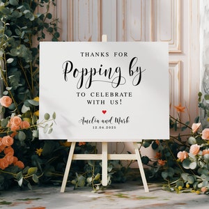 Popcorn Bar Wedding Sign: Thanks For Popping By (Digital Download)