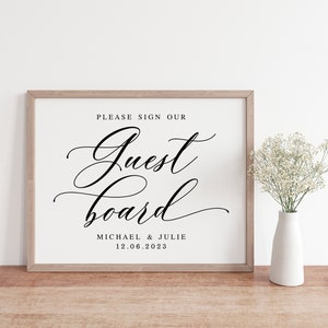 Wedding Guest Board Sign: Elegant Script Printable (PDF & JPG)