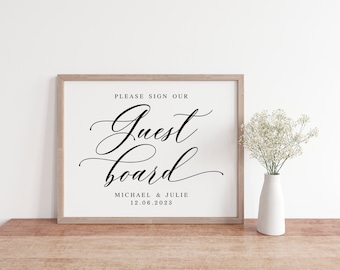 Please Sign Our Guest Board, Wedding Signs, Guest Board Sign, Wedding Printables, Wedding Prints, Wedding Decor Sign, Wedding Reception Sign