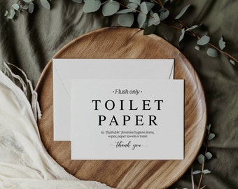 Flush Only Toilet Paper, Wedding Reception Signs, Wedding Decor Sign, Toilet Decor Signs, Bathroom Sign, Printable Signs, Wedding Prints