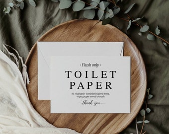 Flush Only Toilet Paper Sign: Wedding Bathroom Decor (Printable)