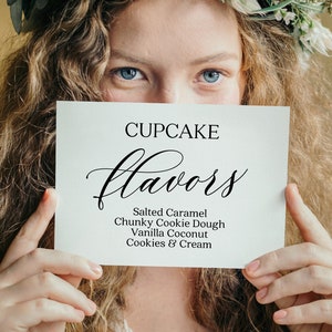 Cupcake Flavors Sign, Wedding Signs, Custom Cupcake Menu Sign, Wedding Table Signs, Wedding Decor Prints, Instant Download, Cupcake Bar Sign