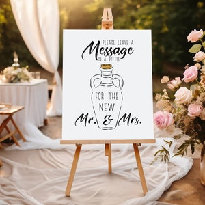 Leave A Message In A Bottle For The New Mr And Mrs, Minimalist Wedding Signs, Wedding Reception Sign, Instant Download, Wedding Decor Prints image 3