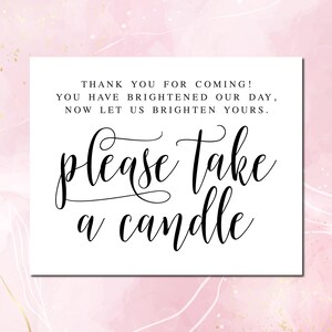Wedding Favor Sign: Please Take A Candle (Digital Download)