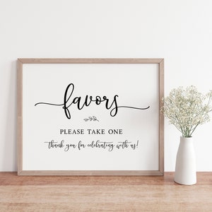Favors Please Take One Wedding Sign: Printable Thank You (PDF & JPG)