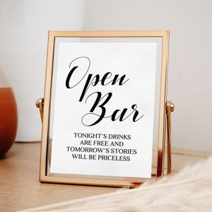 Open Bar Sign, Tonights Drinks Are Free, Wedding Signs, Wedding Prints, Wedding Printables, Wedding Day Signs, Wedding Bar Sign, Bar Signage