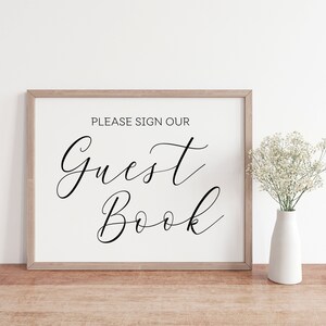 Wedding Guestbook Sign: Elegant Script, Minimalist Decor (Digital Download)