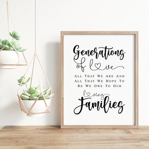Generations of Love Wedding Sign: Family Decor (PDF & JPG)