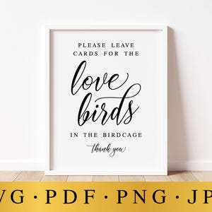 Please Leave Cards For The Love Birds, Minimalist Wedding SVG Signs, Cards Table SVG Sign, Wedding Prints, Instant Download, Reception Signs