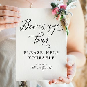 Beverage Bar Wedding Sign: Minimalist Drink Station (PDF & JPG)