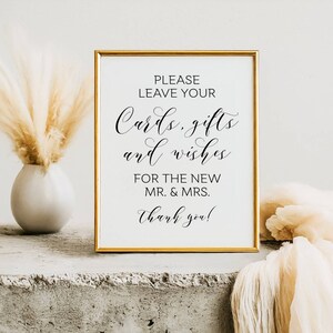 Please Leave Your Cards Gifts And Wishes For The New Mr And Mrs, Wedding Signs, Wedding Sayings, Cards And Gifts Sign, Gifts Table Sign