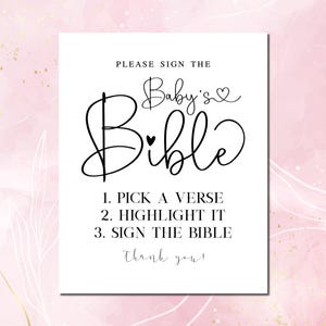 Baby Shower Bible Guest Book Sign: Elegant Printable (PDF & JPG)