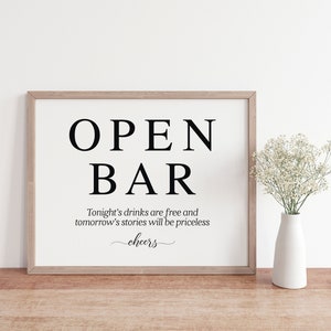 Open Bar Wedding Sign: Printable Bar Signage (PDF & JPG)