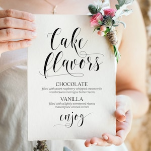 Wedding Cake Flavors Sign: Elegant Reception Decor (Digital Download)