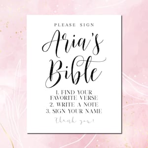 Baby Shower Bible Guest Book Sign: Elegant Script (Digital Download)