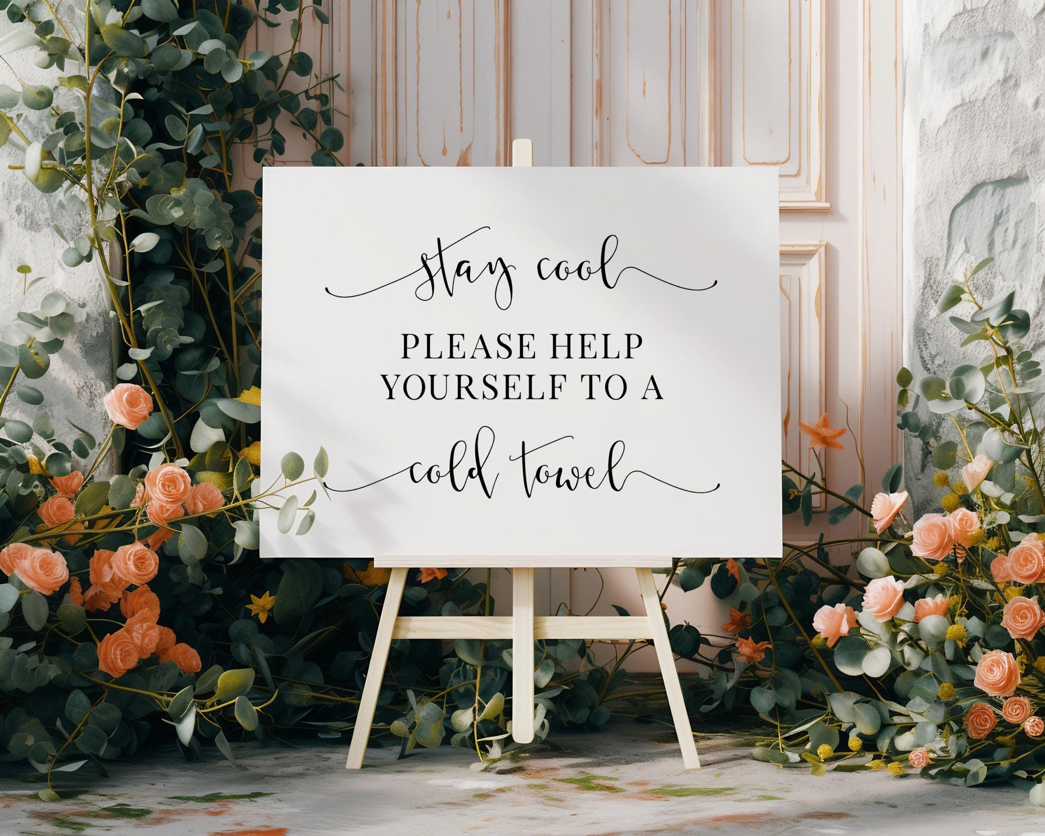 Cold Towel Wedding Sign: Modern Minimalist Reception Decor (Digital Download)
