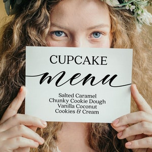 Cupcake Menu Sign, Wedding Signs, Custom Cupcake Flavors Sign, Wedding Table Signs, Wedding Decor Prints, Instant Download, Cupcake Bar Sign