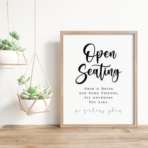 Open Seating Wedding Sign Printable (PDF & JPG)