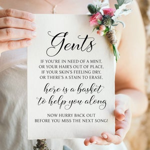 Gents Bathroom Sign, Bathroom Basket Sign, Wedding Restroom Sign ...