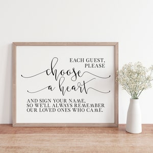Heart Guestbook Wedding Sign: Memorial Printable (PDF & JPG)