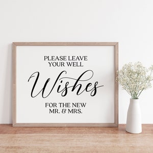 Wedding Well Wishes Sign: Elegant Script, Mr. & Mrs. (Digital Download)