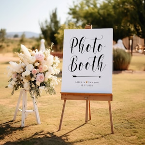 Wedding Photo Booth Direction Sign: Elegant Calligraphy (Digital Download)