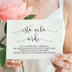 Esta Vela Arde Spanish Memorial Sign: Wedding Memory Table (Digital Download)