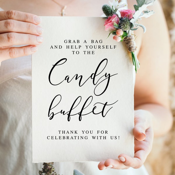 Help Yourself To Candy Buffet, Minimalist Wedding Candy Bar Sign, Thank You For Celebrating With Us, Candy Table Decor, Instant Download