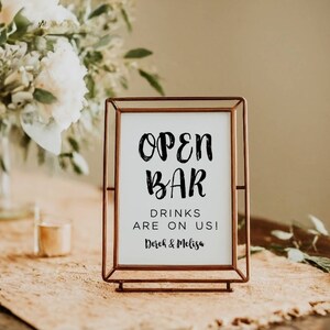 Open Bar Wedding Sign: Modern Minimalist Decor (Digital Download)