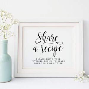 Share A Recipe, Wedding Signs, Share Your Favorite Recipe, Wedding ...