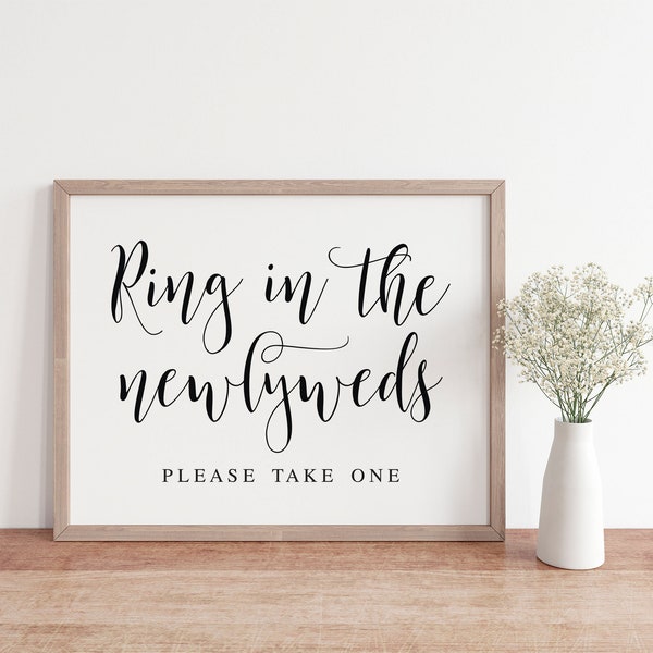 Ring In The Newlyweds, Wedding Signs, Wedding Ring A Bell Sign, Wedding Bell Sign, Wedding Ceremony Sign, Wedding Decor Sign, Wedding Prints
