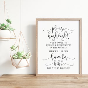 Wedding Family Bible Sign: Guestbook Printable (PDF & JPG)
