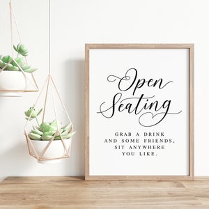 Open Seating Sign, Grab A Drink Sign, Sit Anywhere You Like, Wedding Seating Sign, Wedding Signage, Wedding Sayings, Seat Sign For Wedding