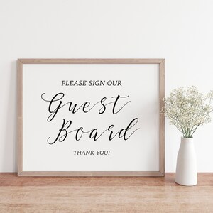 Wedding Guest Board Sign: Minimalist Reception Decor (PDF & JPG)
