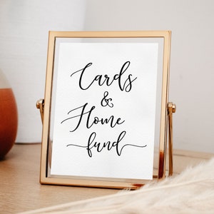 Cards and Home Fund Wedding Sign: Minimalist Table Decor (Digital Download)
