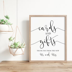 Cards and Gifts Wedding Sign: Elegant Calligraphy (Digital Download)
