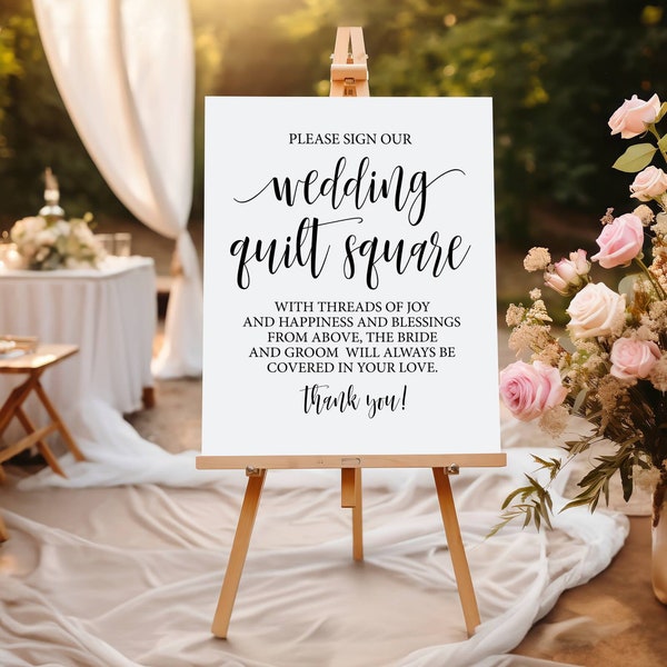 Please Sign Our Wedding Quilt Square With Threads Of Joy, Wedding Signs, Quilt Guestbook Sign, Wedding Quilt Guest Book, Wedding Day Signs