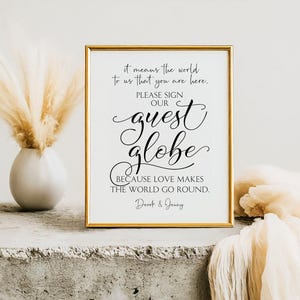 Sign Our Guest Globe, It Means The World To Us That You Are Here, Love Makes The World Go Round, Wedding Reception Signs, Digital Prints