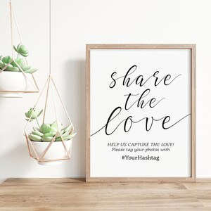 Wedding Hashtag Sign: Share The Love, Social Media Decor (Digital Download)