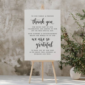 Wedding Thank You Sign: Elegant Script, Printable Reception Decor (PDF & JPG)