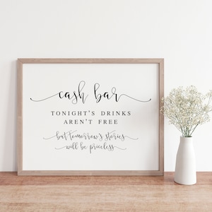 Cash Bar, Tonights Drinks Are Free, Wedding Bar Sign, Bar Signage, Wedding Printables, Wedding Cash Bar Sign, Wedding Prints, Decor Sign
