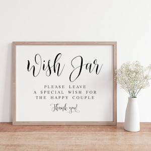 Wish Jar Sign, Wedding Signs, Wedding Decor, Leave A Special Wish For The Happy Couple, Wedding Prints, Wedding Printables, Wedding Download