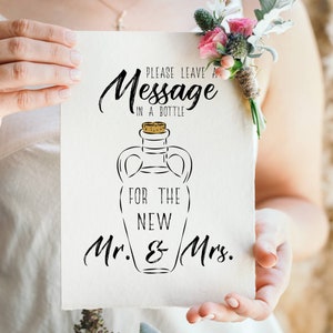 Leave A Message In A Bottle For The New Mr And Mrs, Minimalist Wedding Signs, Wedding Reception Sign, Instant Download, Wedding Decor Prints image 4