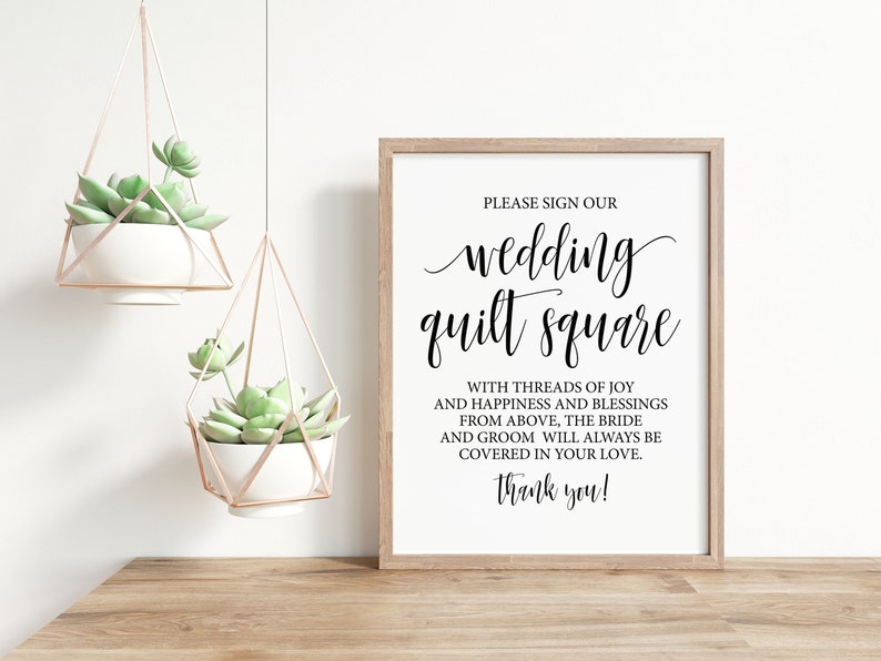 Please Sign Our Wedding Quilt Square With Threads of Joy, Wedding Signs