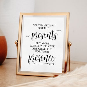 Wedding Thank You Sign: Grateful For Your Presence (Digital Download)