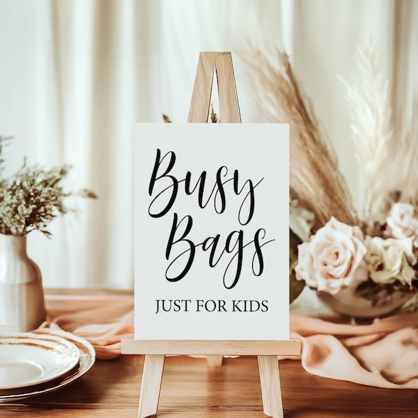 Busy Bags Just For Kids, Wedding Kids Table Sign, Busy Bags Sign, Wedding Signs, Wedding Signage, Wedding Download, Wedding Decor Sign