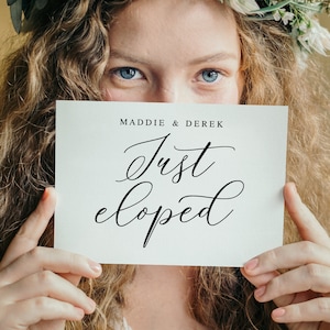 Modern Minimalist &#39;We Just Eloped&#39; Wedding Sign (Digital Download)