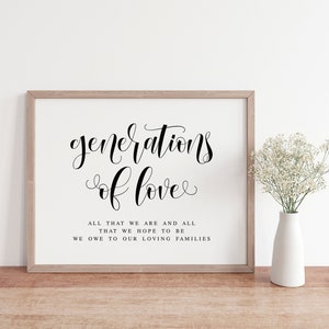 Generations of Love Wedding Sign (PDF & JPG)